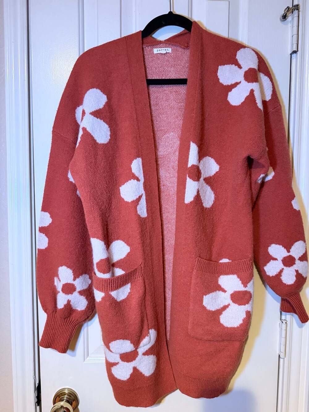 JODIFL Floral Print Knit Cardigan Burnt Orange Size M